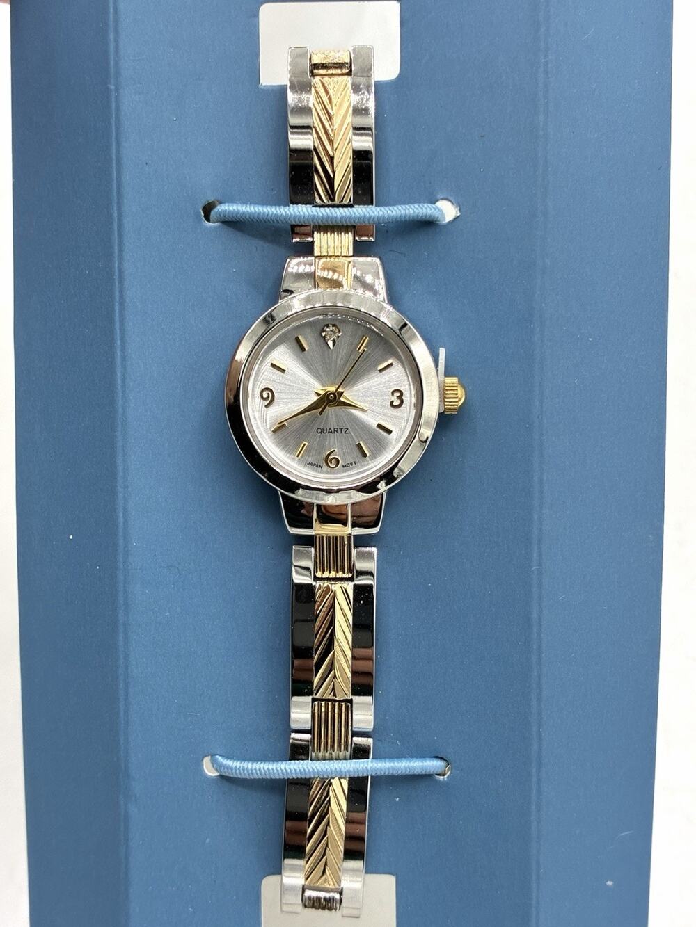 Avon 2006 Two Tone Diamond Cut Bracelet Watch, Silver Gold Tone NOS Quartz